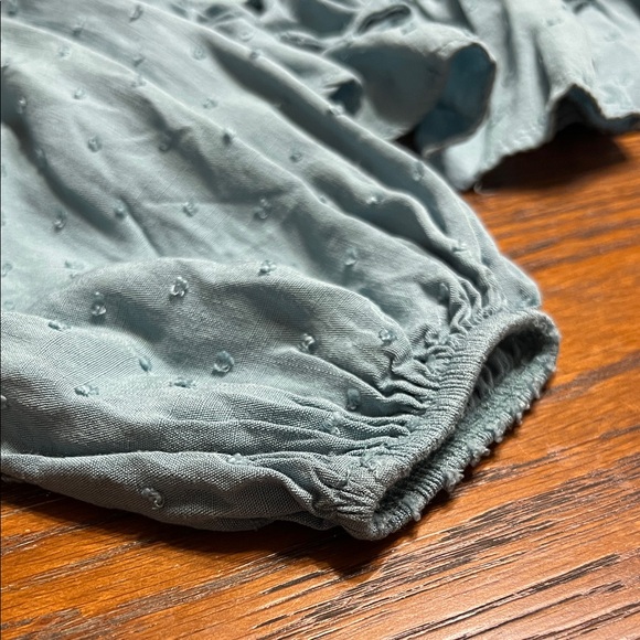 Altar'd State Dusty Blue Peasant Blouse with Tie Detail on the Back - Picture 5 of 7